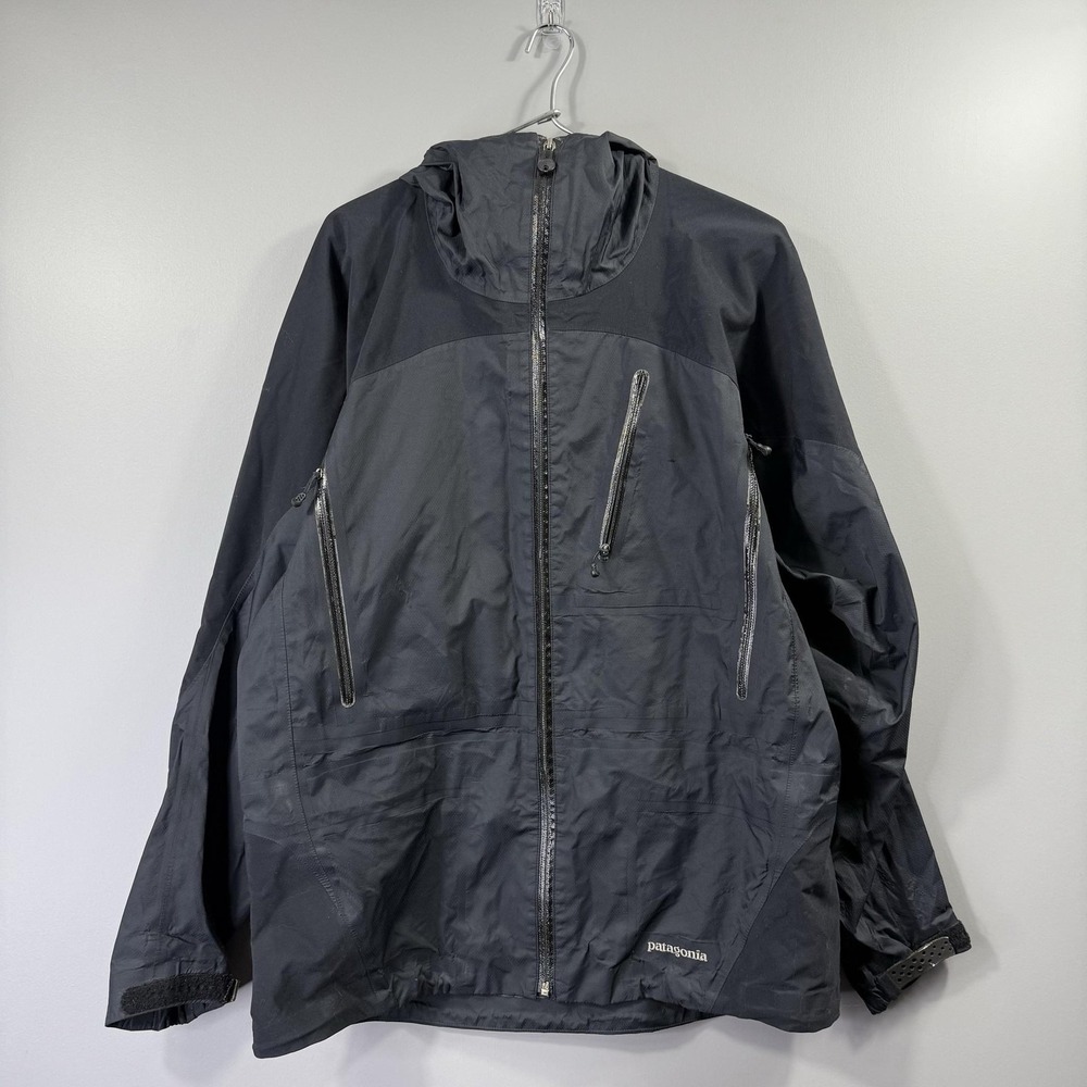 Patagonia Jacket Mens Medium Gray Hooded Waterproof Windbreaker Full Zip Shell